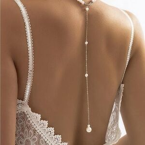 pearl beaded silver necklace BRIDE accessory